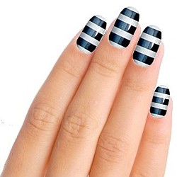Black and Silver Stripes Nail Art Nail Wraps