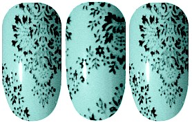 Blue & Black Lace Nail Wraps
