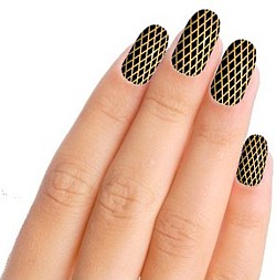 Gold Fishnet on Black Nail Art Nail Wraps