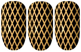 Gold Fishnet on Black Nail Wraps