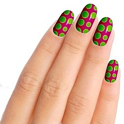 Green and Pink Polka Dots Nail Art Nail Wraps