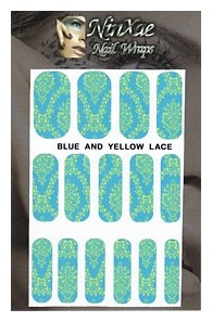 Packaging for Blue & Yellow Lace Nail Wraps