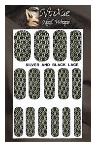 Packaging for Silver & Black Lace Nail Wraps