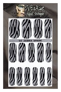 Packaging for Zebra Sparkle Nail Wraps