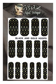 Packaging for Black & Gold Hoops Nail Wraps