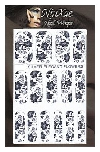Packaging for Silver Elegant Flowers Nail Wraps