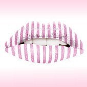 Pink Candy Stripe Temporary Lip Tattoos
