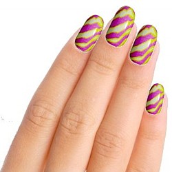 Pink and green Zebra Nail Art Nail Wraps