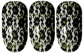 Silver and Black Lace Nail Wraps
