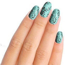 Blue and Black Lace Nail Art Nail Wraps