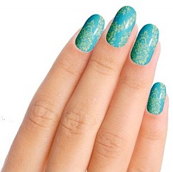 Blue and Yellow Lace Nail Art Nail Wraps